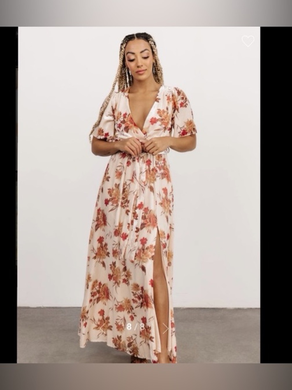 Baltic Born Uma Peach Beige Copper Burnout Velvet Maxi Dress Size Medium